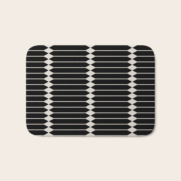 Minimal Geometric Pattern II - Black Bath Mat Gallery Image 1