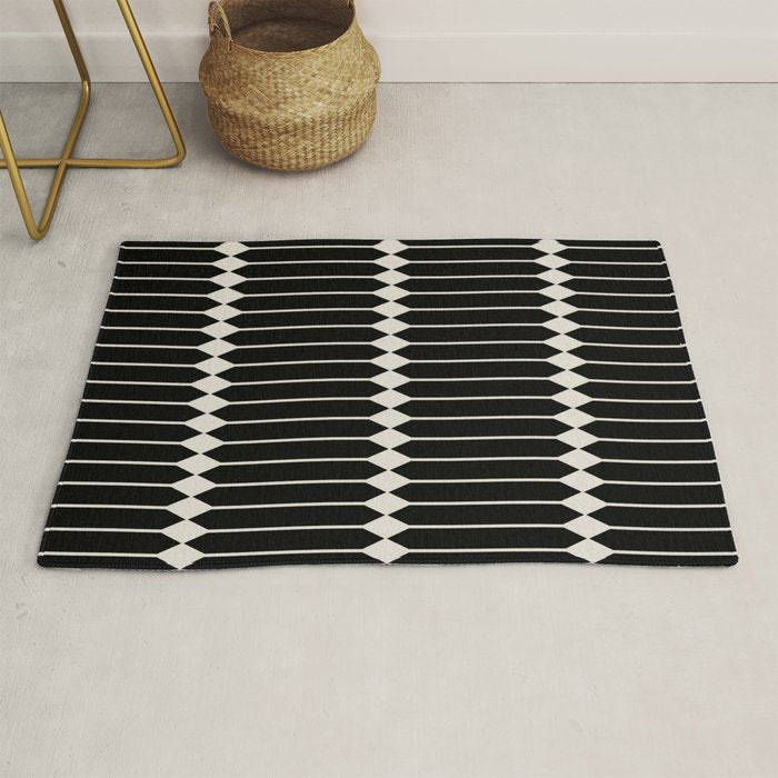 Minimal Geometric Pattern II - Black Rug Gallery Image 1
