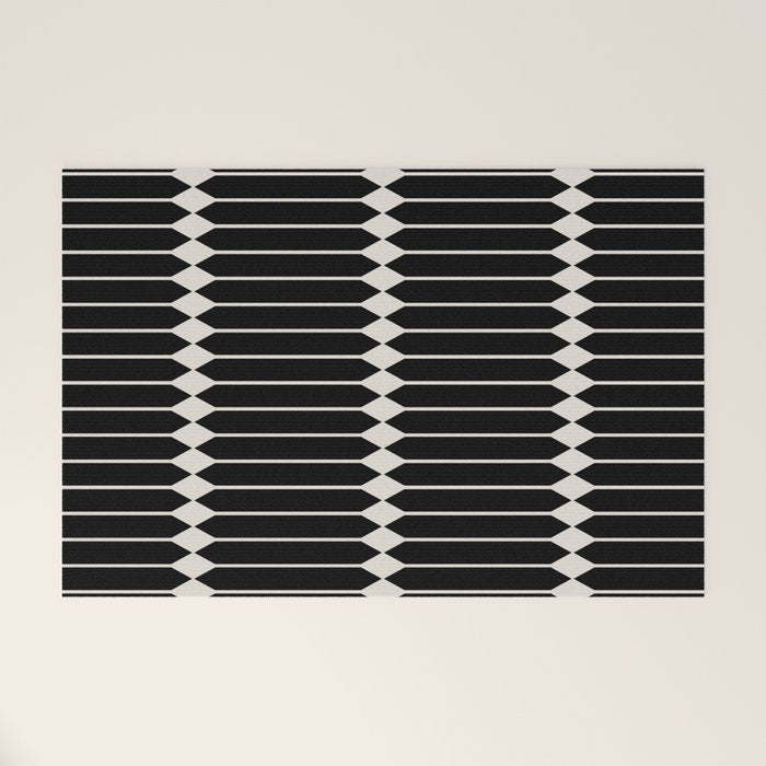 Minimal Geometric Pattern II - Black Welcome Mat Gallery Image 1