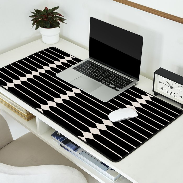 Minimal Geometric Pattern II - Black Desk Mat Gallery Image 2