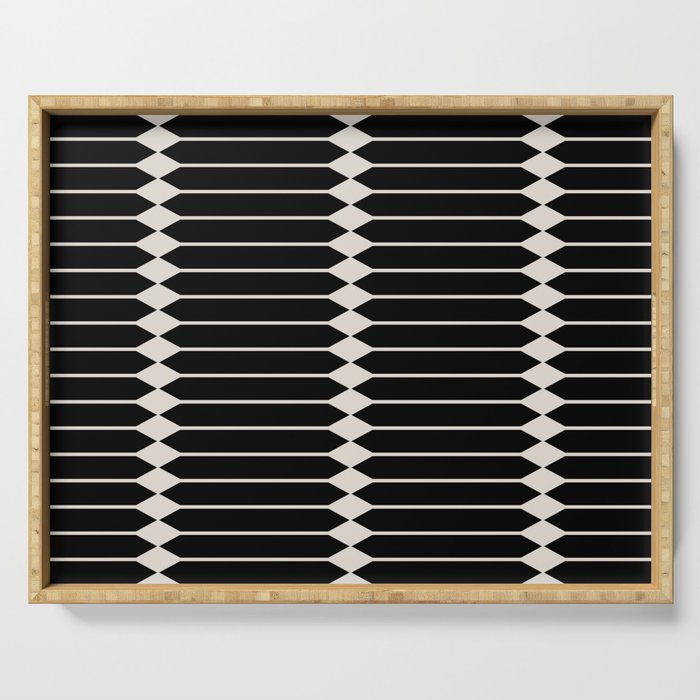 Minimal Geometric Pattern II - Black Serving Tray Gallery Image 1