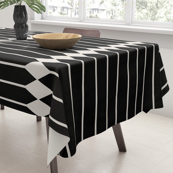 Minimal Geometric Pattern II - Black Tablecloth Gallery Image 3