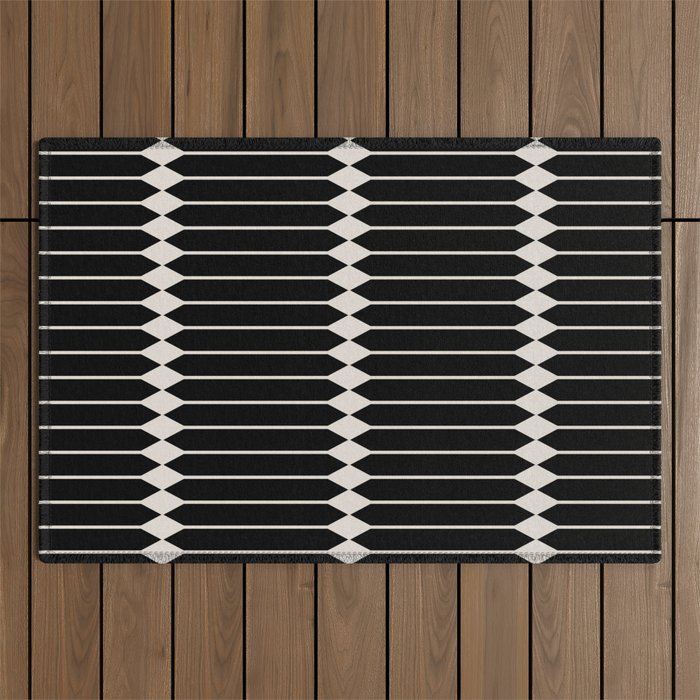 Minimal Geometric Pattern II - Black Outdoor Rug Gallery Image 1