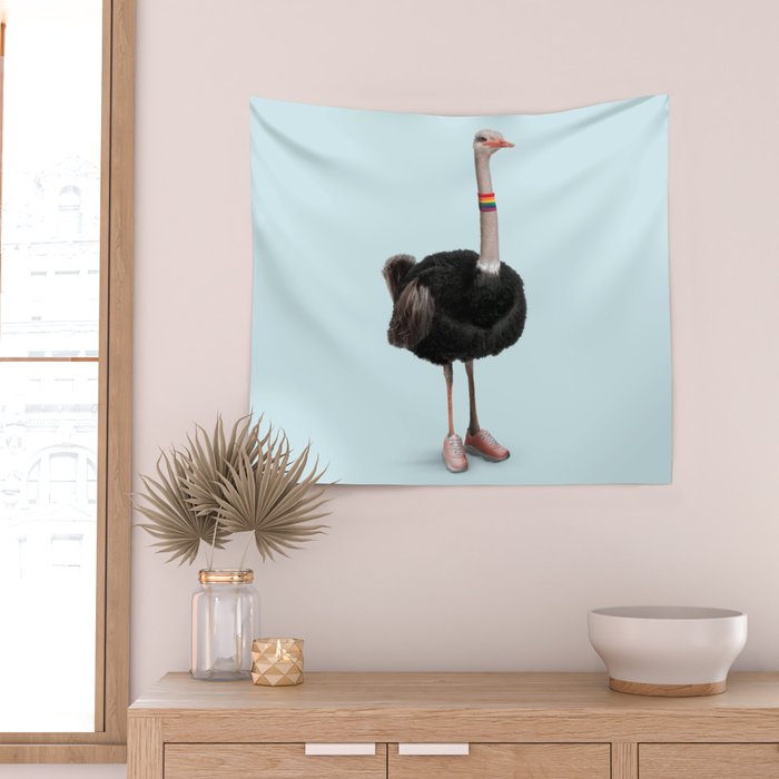 Sporty Ostrich Wall Tapestry Gallery Image 2
