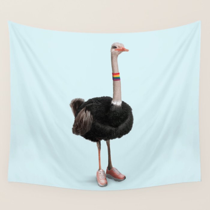 Sporty Ostrich Wall Tapestry Gallery Image 1