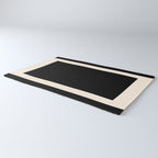Simple Elegant Minimalist Frame Pattern 1 in Black and Almond Cream Rug Gallery Image 3