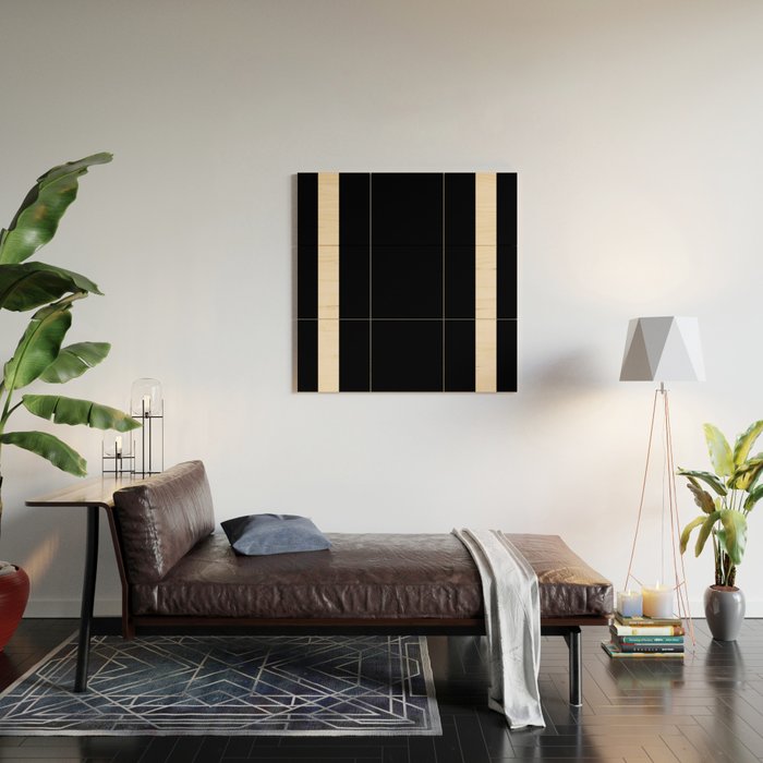 Simple Elegant Minimalist Frame Pattern 1 in Black and Almond Cream Wood Wall Art Gallery Image 2