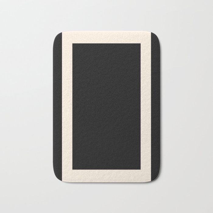 Simple Elegant Minimalist Frame Pattern 1 in Black and Almond Cream Bath Mat Gallery Image 1