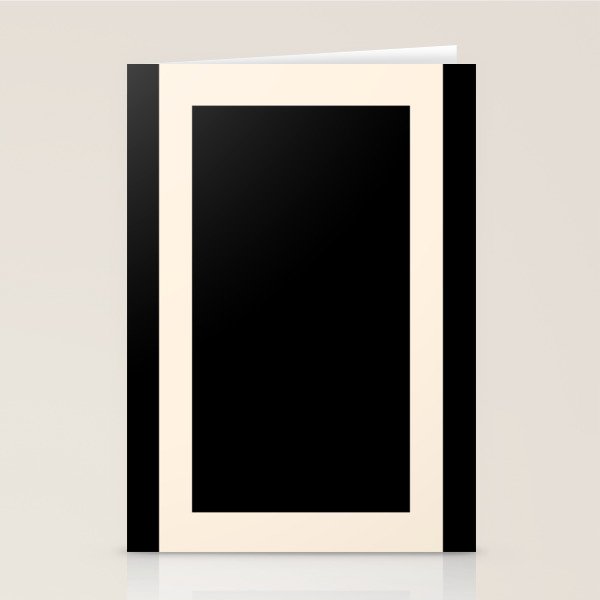 Simple Elegant Minimalist Frame Pattern 1 in Black and Almond Cream Stationery Card Gallery Image 1