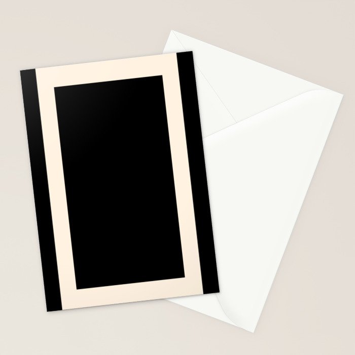 Simple Elegant Minimalist Frame Pattern 1 in Black and Almond Cream Stationery Card Gallery Image 2