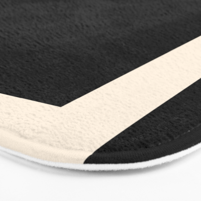 Simple Elegant Minimalist Frame Pattern 1 in Black and Almond Cream Bath Mat Gallery Image 3