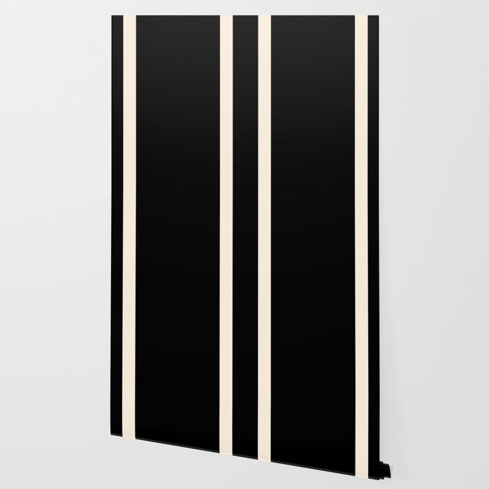 Simple Elegant Minimalist Frame Pattern 1 in Black and Almond Cream Wallpaper Gallery Image 2