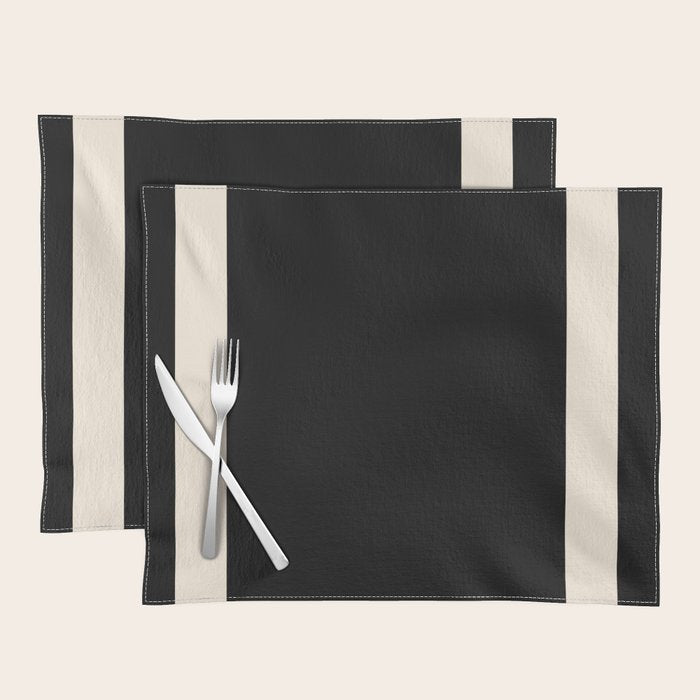 Simple Elegant Minimalist Frame Pattern 1 in Black and Almond Cream Placemat Gallery Image 1