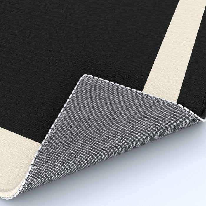 Simple Elegant Minimalist Frame Pattern 1 in Black and Almond Cream Rug Gallery Image 4