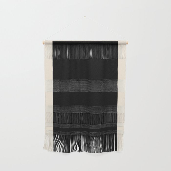 Simple Elegant Minimalist Frame Pattern 1 in Black and Almond Cream Wall Hanging Gallery Image 1