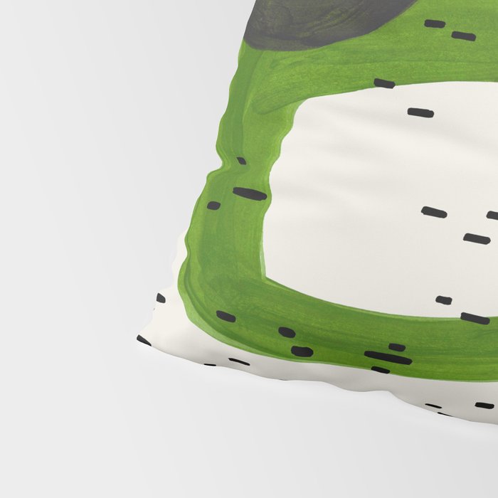 Fun Mid Century Modern Abstract Minimalist Olive Green Rings Grey Black Accent Pillow Sham Gallery Image 4