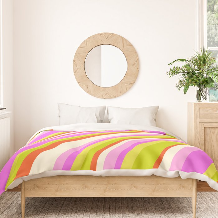 Wavy Stripes XVIII - Y2K Pink and Green Duvet Cover Gallery Image 3