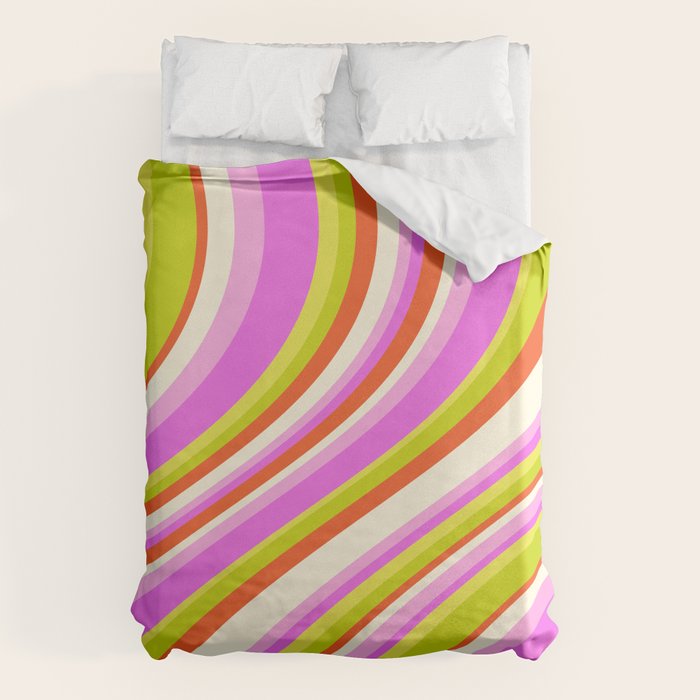 Wavy Stripes XVIII - Y2K Pink and Green Duvet Cover Gallery Image 6