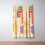 Minimal geometric abstraction Rainbow, Flower, Sun and Moon 2 Window Curtain Gallery Image 3