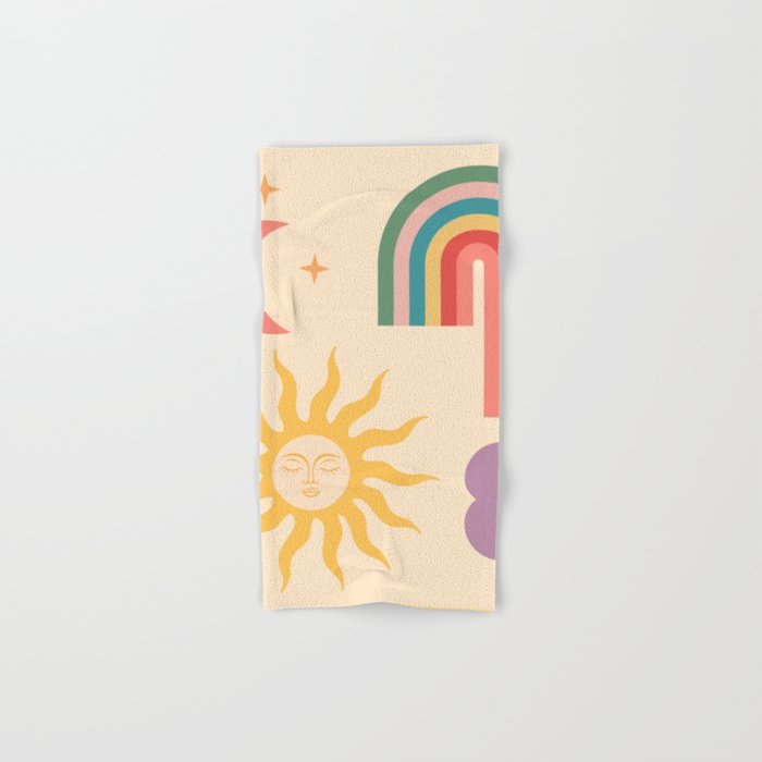 Minimal geometric abstraction Rainbow, Flower, Sun and Moon 2 Bath Towel Gallery Image 1