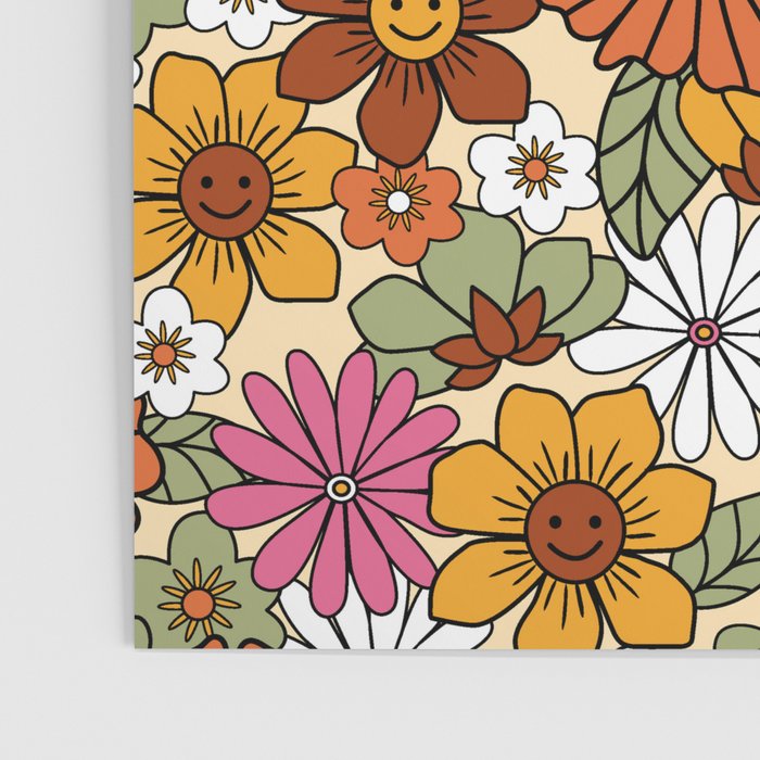 Retro 70s Boho Floral Pattern Poster Gallery Image 3