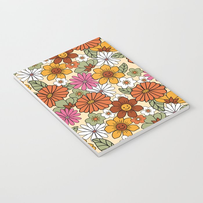 Retro 70s Boho Floral Pattern Notebook Gallery Image 3