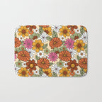 Retro 70s Boho Floral Pattern Bath Mat Gallery Image 1