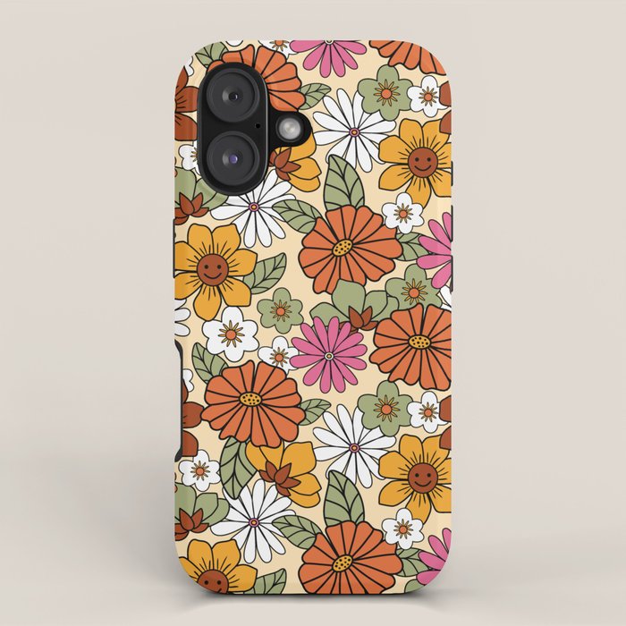 Retro 70s Boho Floral Pattern iPhone Case Gallery Image 1