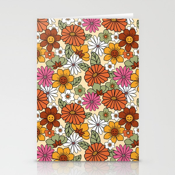 Retro 70s Boho Floral Pattern Stationery Card Gallery Image 1