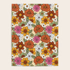 Retro 70s Boho Floral Pattern Poster Gallery Image 4