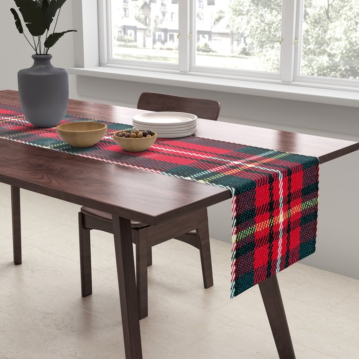 Black Red Tartan Plaid Scottish Pattern Table Runner Gallery Image 2