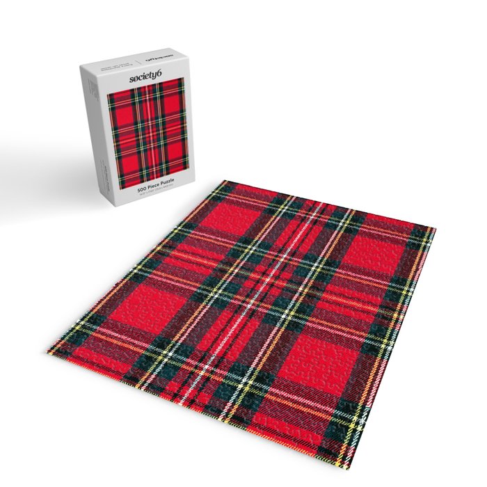 Black Red Tartan Plaid Scottish Pattern Jigsaw Puzzle Gallery Image 2
