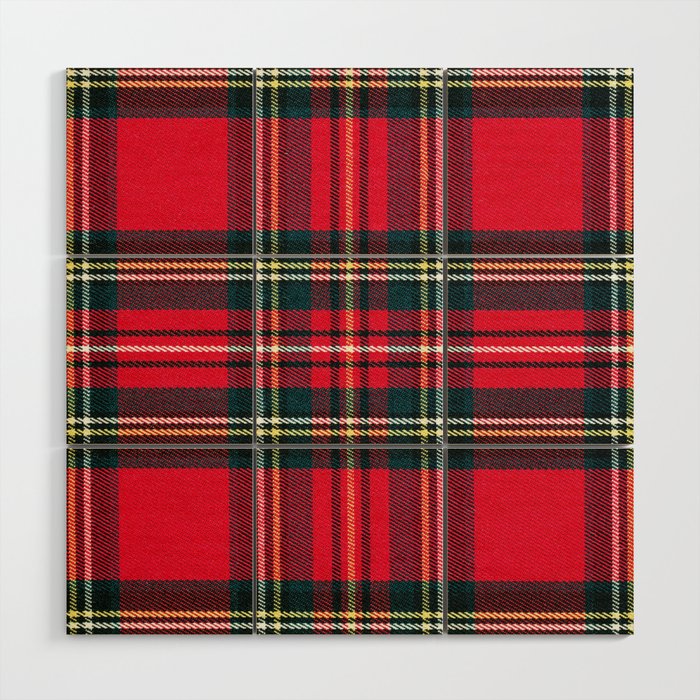 Black Red Tartan Plaid Scottish Pattern Wood Wall Art Gallery Image 1