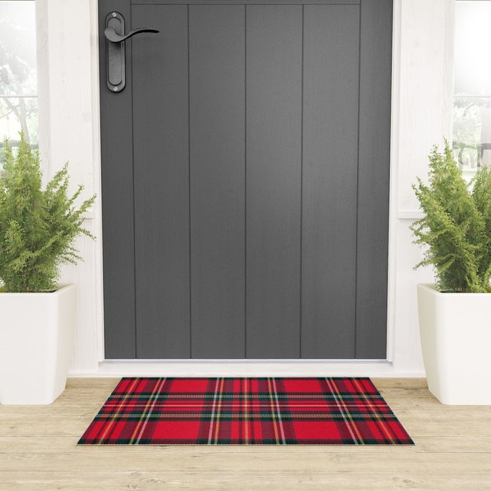 Black Red Tartan Plaid Scottish Pattern Welcome Mat Gallery Image 3