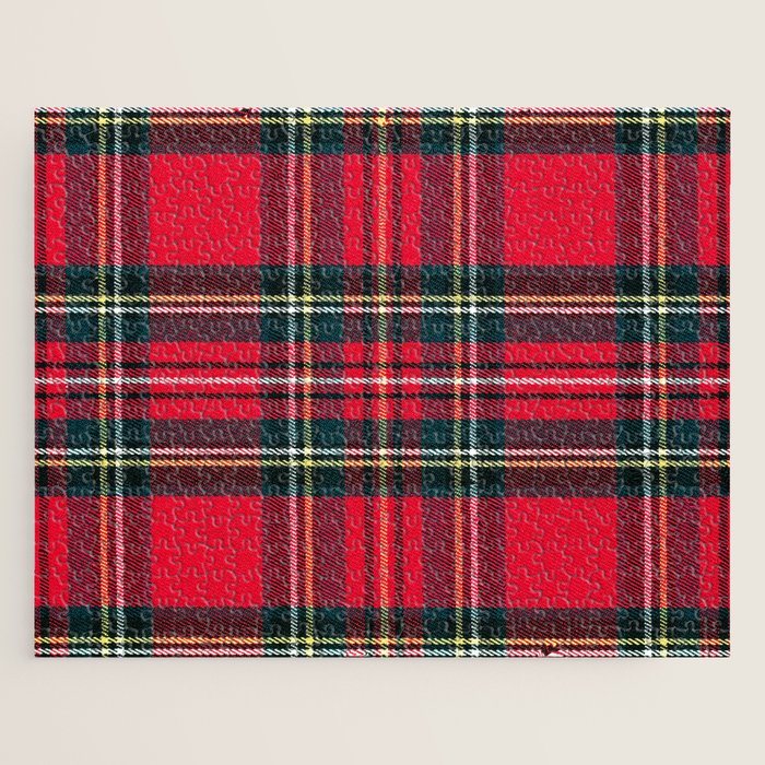 Black Red Tartan Plaid Scottish Pattern Jigsaw Puzzle Gallery Image 1