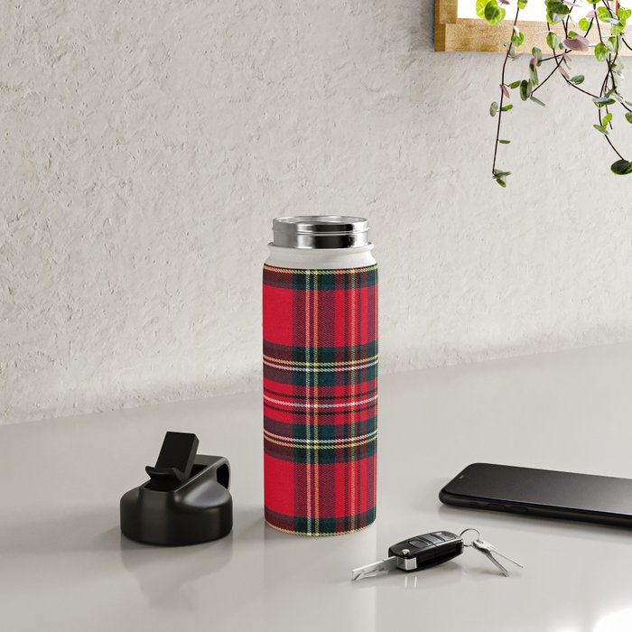Black Red Tartan Plaid Scottish Pattern Water Bottle Gallery Image 4