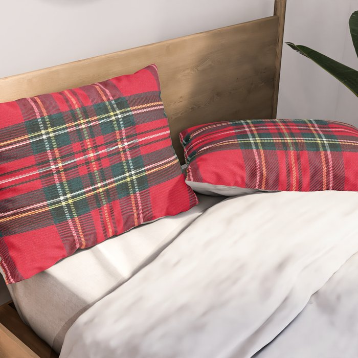 Black Red Tartan Plaid Scottish Pattern Pillow Sham Gallery Image 2