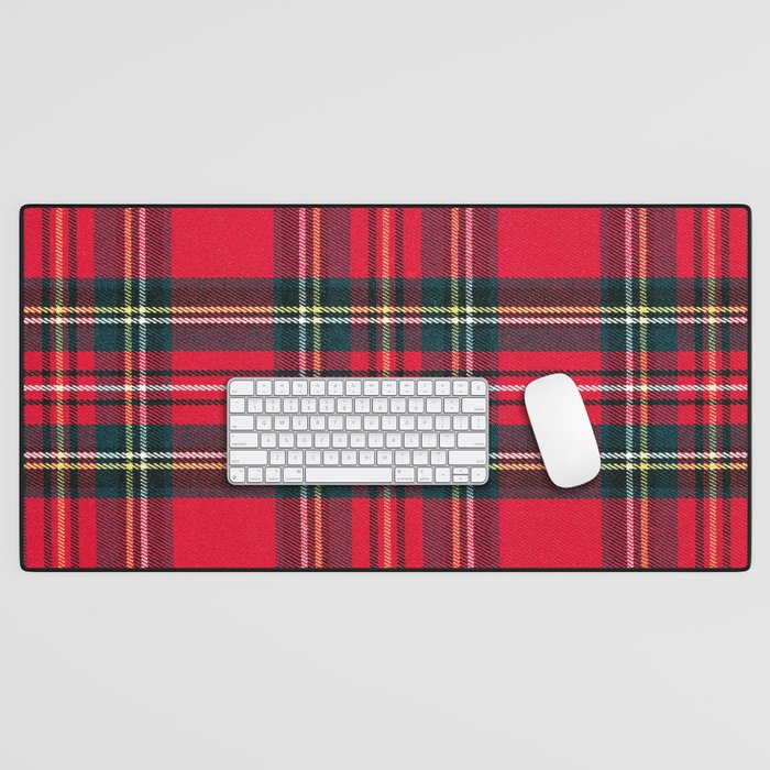 Black Red Tartan Plaid Scottish Pattern Desk Mat Gallery Image 1