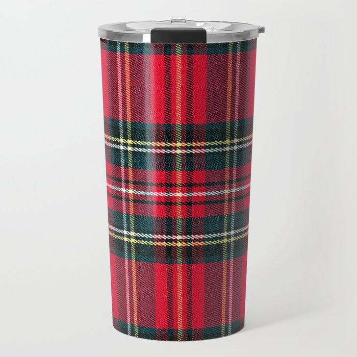 Black Red Tartan Plaid Scottish Pattern Travel Mug Gallery Image 1