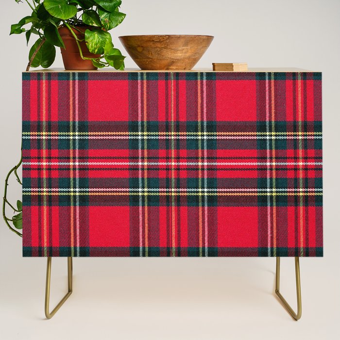 Black Red Tartan Plaid Scottish Pattern Credenza Gallery Image 1