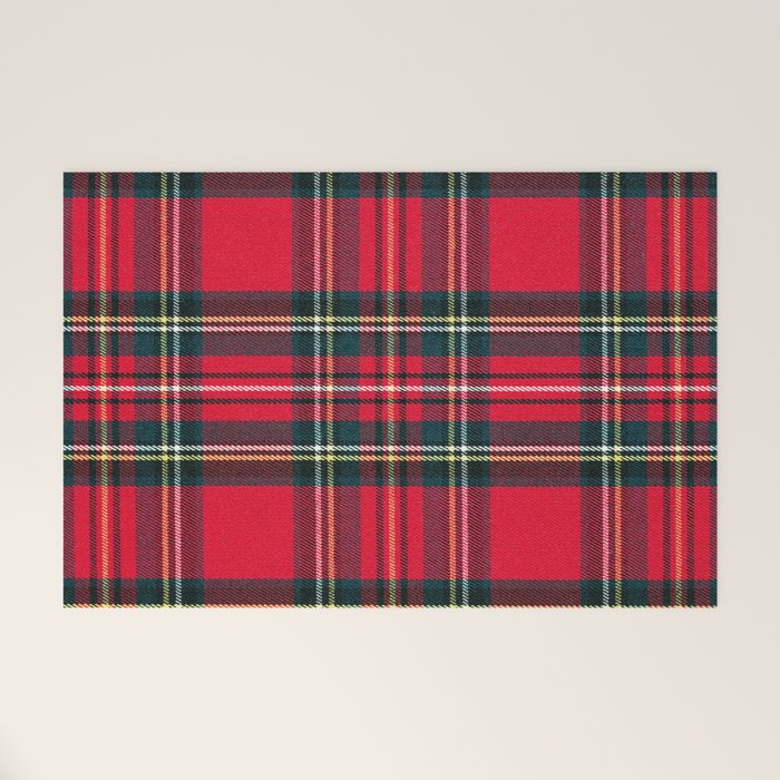 Black Red Tartan Plaid Scottish Pattern Welcome Mat Gallery Image 1