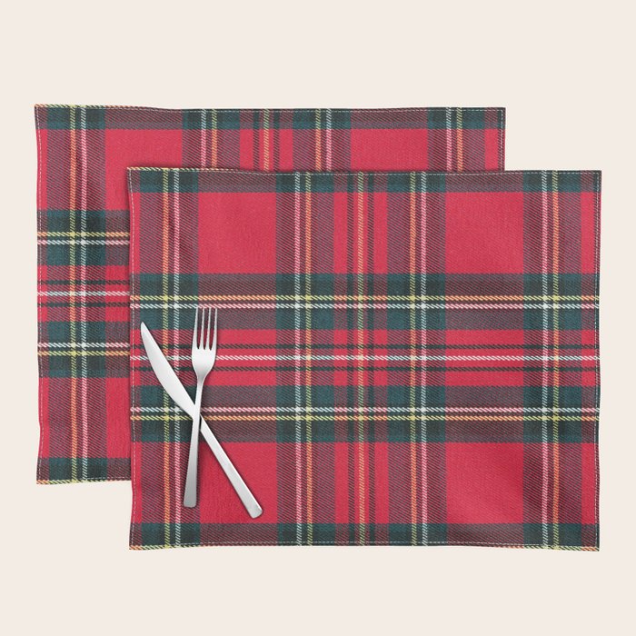 Black Red Tartan Plaid Scottish Pattern Placemat Gallery Image 1