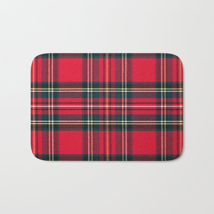 Black Red Tartan Plaid Scottish Pattern Bath Mat Gallery Image 1