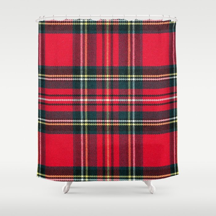 Black Red Tartan Plaid Scottish Pattern Shower Curtain Gallery Image 1