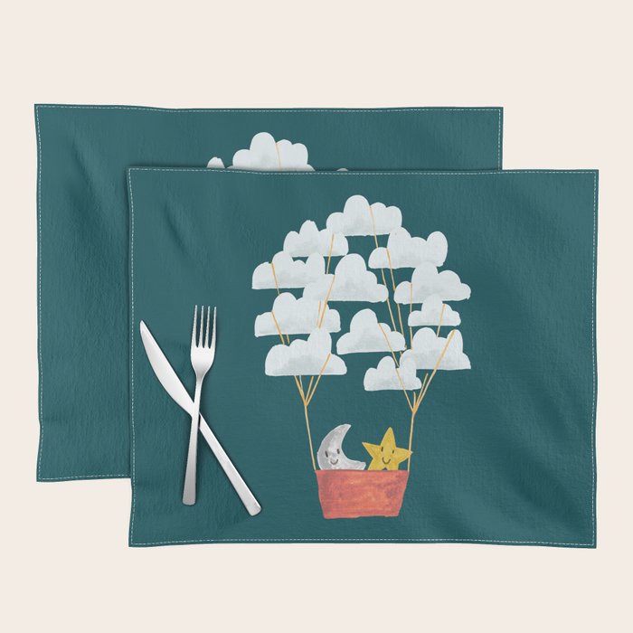 Hot cloud baloon - moon and star Placemat Gallery Image 1
