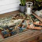 Antique French Verdure Magical Forest Landscape Tapestry Outdoor Rug Gallery Image 2