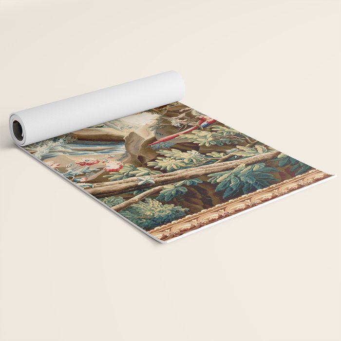 Antique French Verdure Magical Forest Landscape Tapestry Yoga Mat Gallery Image 2