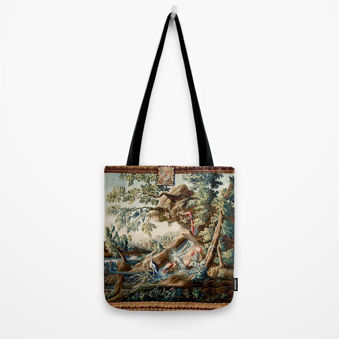 Antique French Verdure Magical Forest Landscape Tapestry Tote Bag Gallery Image 2