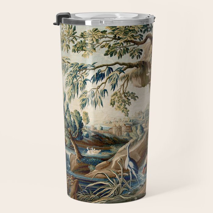 Antique French Verdure Magical Forest Landscape Tapestry Travel Mug Gallery Image 3