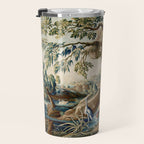 Antique French Verdure Magical Forest Landscape Tapestry Travel Mug Gallery Image 3